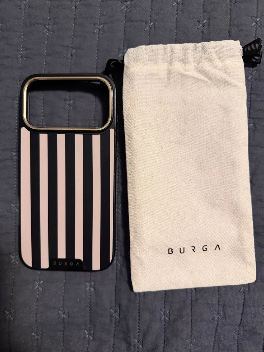 Burga iPhone 17 promax Black & Cream Striped Protective Phone Case
